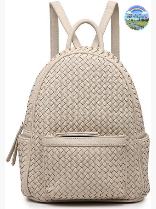 Mini Woven Faux Leather Backpack Purse, Trendy Versatile Daypack, Fashion main image 6